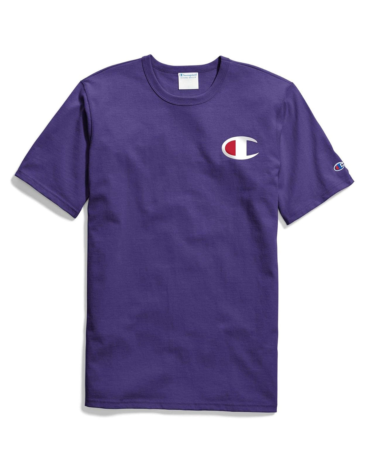 Champion LIFE Playera Cuello Redondo para Hombre - XS - Logotipo en forma de «C» morado.