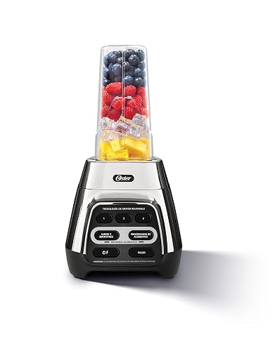Oster Licuadora 1000 W con Vaso de Vidrio de 1.5 L, 2 Programas Automáticos | Tecnología Reversible: prepara jugos, smoothies, salsas y masas, vaso de vidrio + Blend-N-Go de Tritan 750 ml, BLSTPYG1310NBG