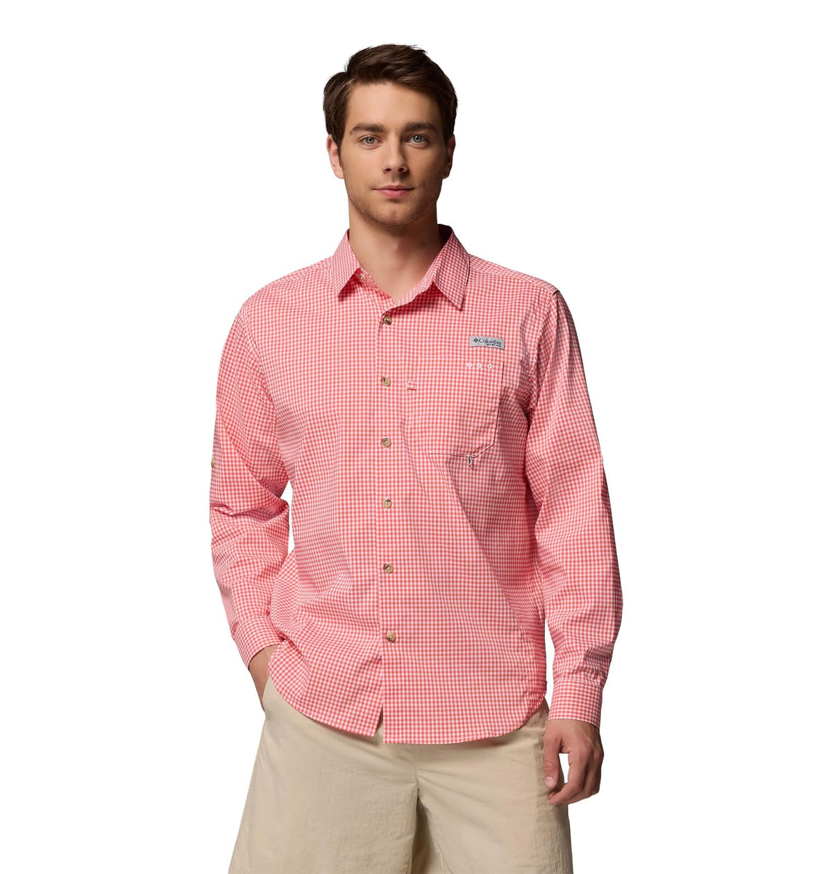 Columbia Harbor Peak - Camisa de Manga Larga para Hombre - G - Melonade Micro Gingham