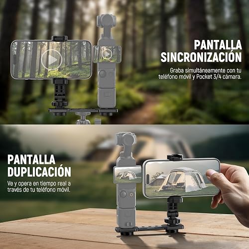 NEEWER Soporte para Teléfono Compatible con dji Osmo Pocket 4 3 Xtra Muse | Compatible con Insta360 Luna Ultra DJI Osmo 360, Soporte Móvil de Expansión de Accesorios, Rosca de 1/4" para Trípode, AC021