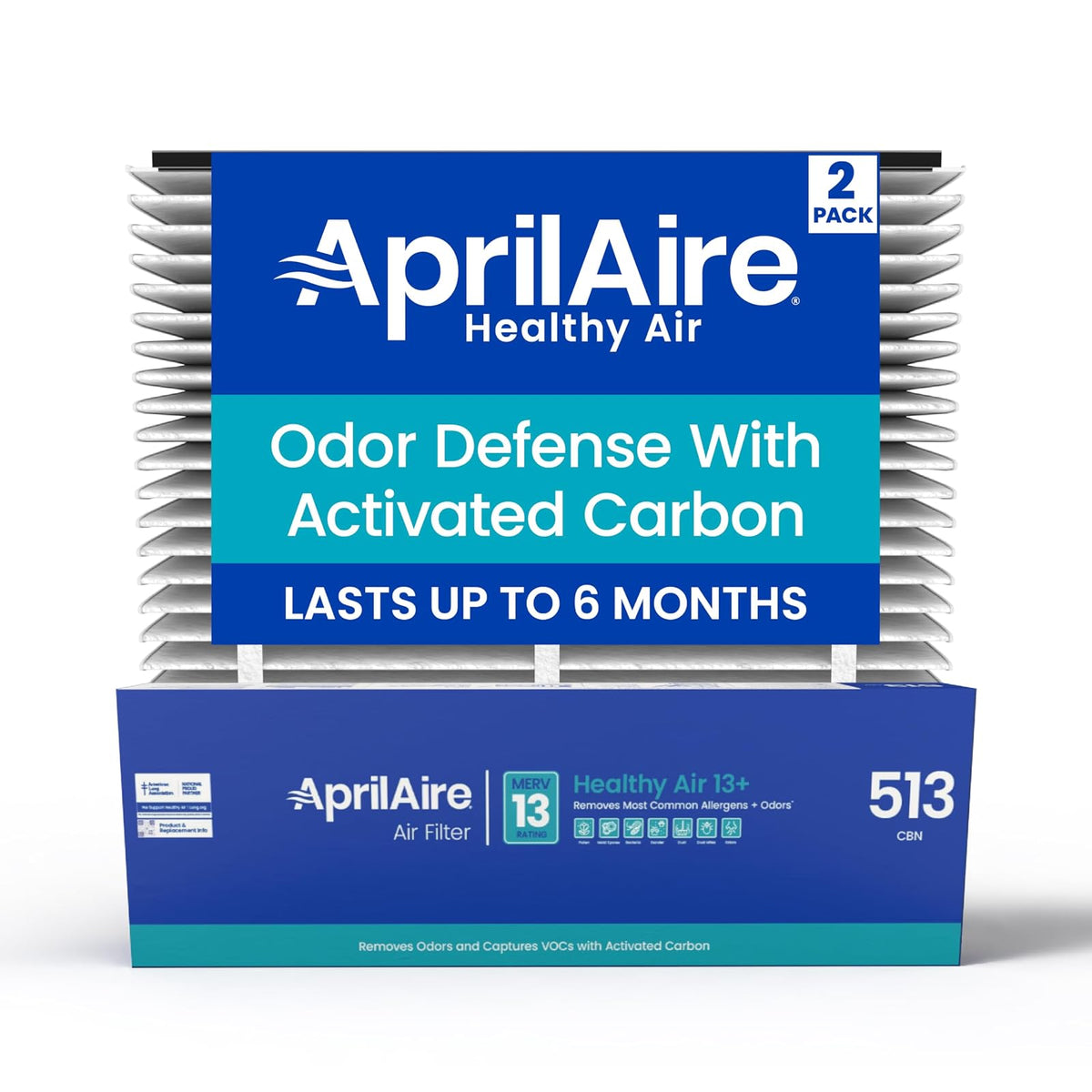 AprilAire 513CBN - Filtro de repuesto para purificadores de aire AprilAire para toda la casa, MERV 13 con carbono, alergia saludable en el hogar + reducción de olor, filtro de aire de 31 x 28 x 4