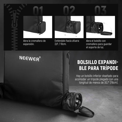 NEEWER 18" Bolsa de Transporte de Aro de Luz con Bolsa de Almacenamiento para 78cm Trípode con Soporte de Luz Plegado, 60x58cm Bolsa Protectora de Nylon Liviana para Anillo de Luz con Soporte, RU-009