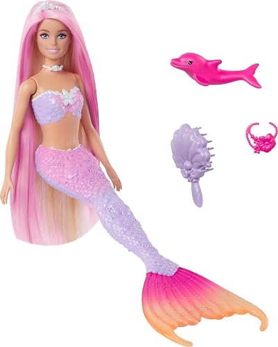 Barbie Fantasía Muñeca Sirenas Colores Mágicos Cabello Rosa para niñas de 3 años en adelante