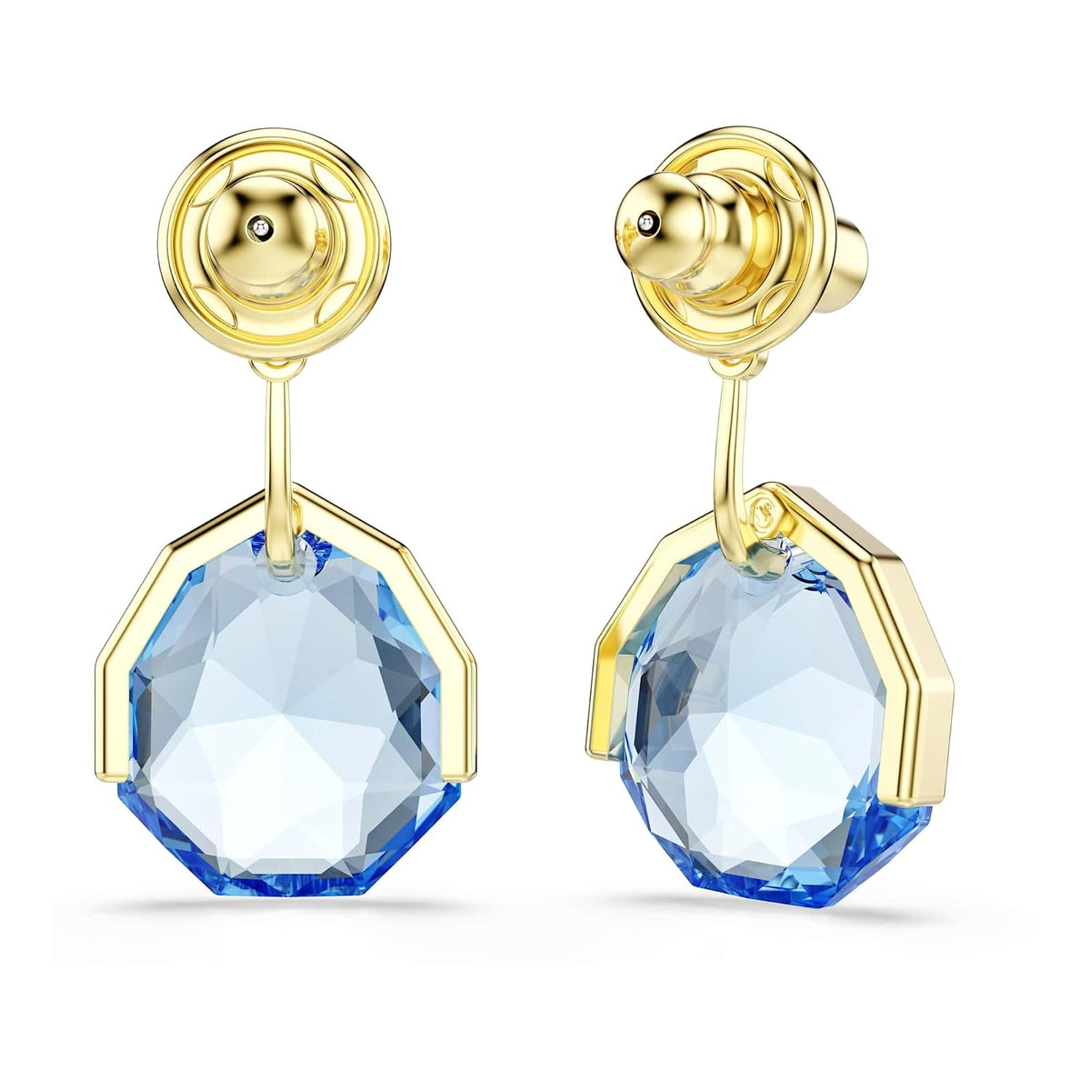 Swarovski Gema - Chaquetas para arete, color azul, baño dorado