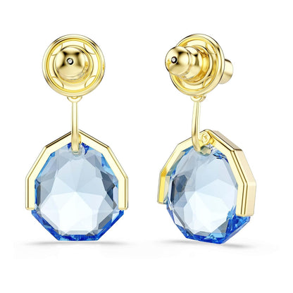 Swarovski Gema - Chaquetas para arete, color azul, baño dorado