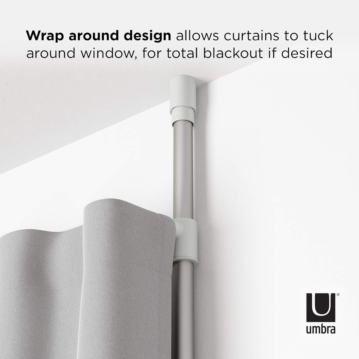 Umbra Anywhere Rod, Adjustable Damage Free Room Divider Tension Curtain Rod, 36-66",