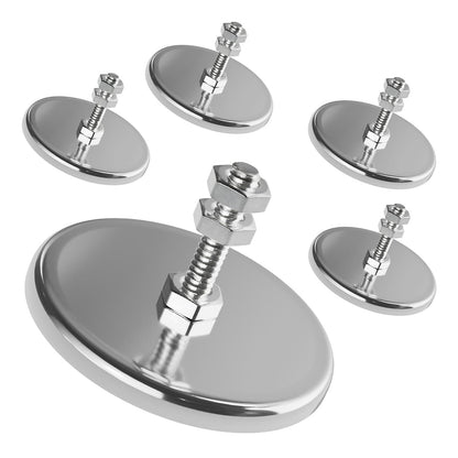 Master Magnetics - Imán de base redonda de cerámica con tornillo y tuercas, imanes fuertes de alta resistencia, 35 libras cada uno, chapado en níquel, 2 pulgadas de profundidad, 1.25 pulgadas de alto