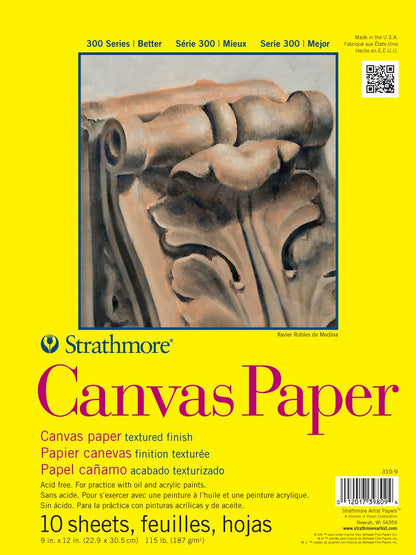 Strathmore Bloc de Papel de Lona Serie 300, 10 Hojas - 9 x 12 inches