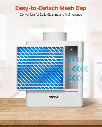 VEVOR Kit de Ventilación para Secadora Interior 3 en 1, a Un Puerto de Escape 99 mm, con Recordatorio Inteligente de Sobrecalentamiento, Campana Extractora, Tapa de Malla y Purificador Multicapa