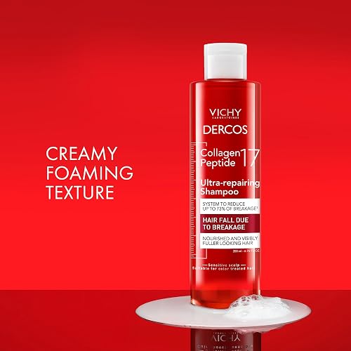 Vichy Dercos Collagen 17 Shampoo Dermatológico Reparador de Daño 200ml | Ultra Reparador con Péptidos Pro-Colágeno para Cabello Dañado y Caída por Quiebre, Cabello Fuerte y con Mayor Densidad