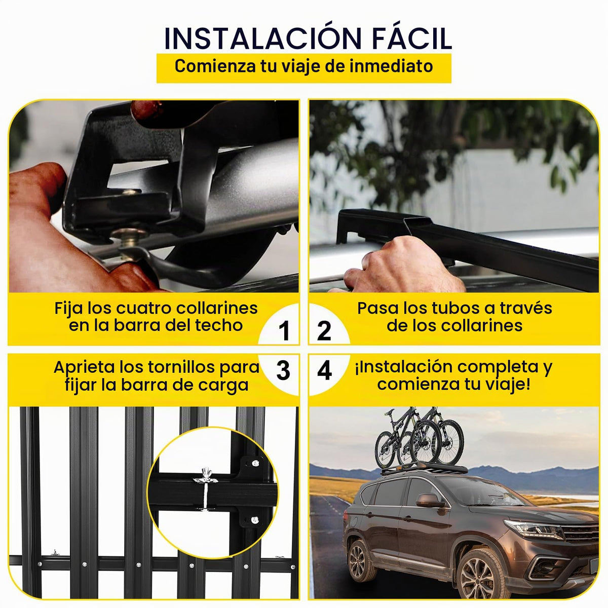 VEVOR - Cesta de Techo Universal de 50,4 x 36,4 Pulgadas, portaequipajes de Techo de Aluminio con Barras XL-B para Equipaje de Automóvil, SUV, Viajes