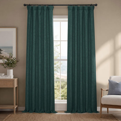 Half Price Drapes Cortina de Lino Sintético para Oscurecer - 127An x 274.3Al cm (1 Paneles) - Verde focal