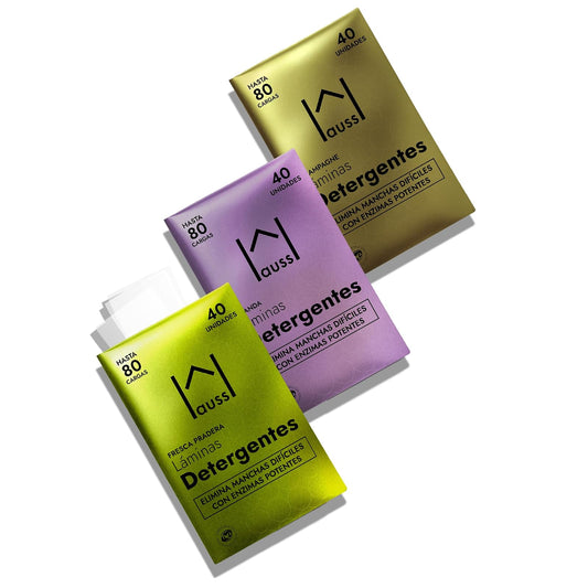 Láminas de detergente Hauss | Hojas biodegradables para lavado eficiente, libre de tóxicos y con delicada triple fragancia