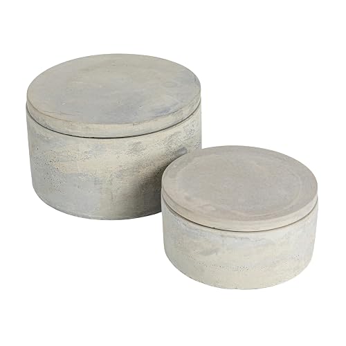 Bloomingville A75500081 - Juego de 2 cajas decorativas redondas de cemento gris