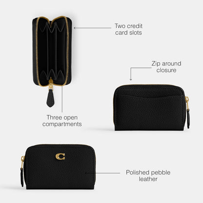 Coach - Funda pequeña con cierre y acolchado para tarjetas, Negro, One Size