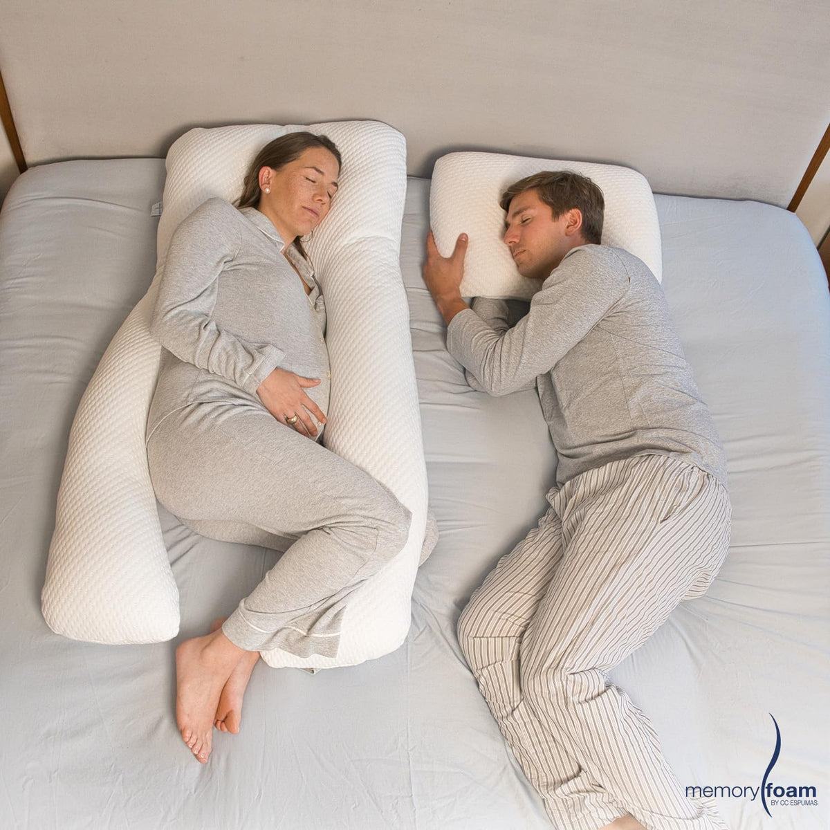 Memory Foam | Almohada de Embarazo Almohada para Embarazadas de Microgel – Duerme Todo el Embarazo y Posparto - Individual - Color Blanco - 125 x 56 x 20 cm –100%