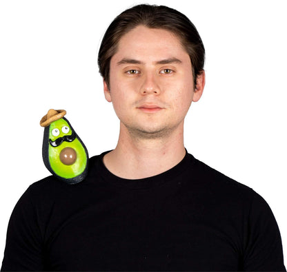 REV Mascota de Hombro Aguacatito con Sombrero y Bigote Adulto, Accesorio ShoulderBuddy en Látex Divertido para Fiestas Mexicanas, Halloween, Porras y Eventos