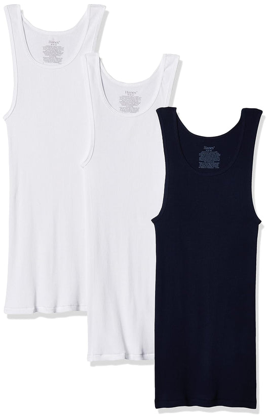 Hanes Premium Camiseta de Tirantes Hombre 3-Pack Blanco/Negro