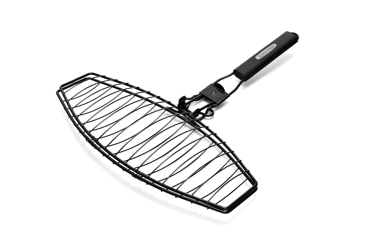 GrillPro 21015 - Cesta de pescado con mango desmontable, chapado en cromo