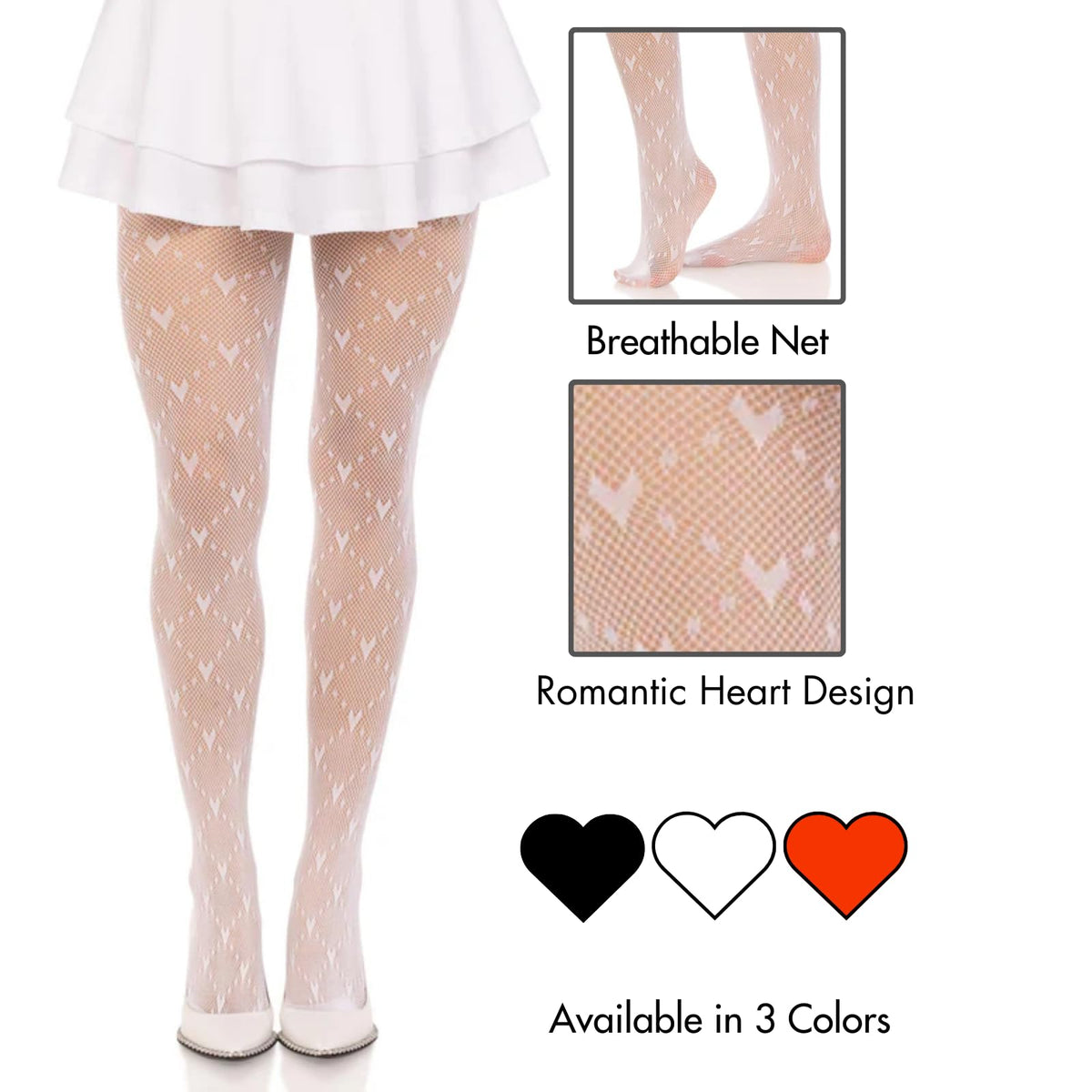 Leg Avenue Love Struck Heart Net Tights Medias Mujer