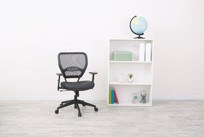 Space Seating Professional AirGrid Asiento de Piel ecológico Negro Acolchado con Respaldo Oscuro, Control de inclinación 2 a 1, Brazos Ajustables y tensión de inclinación con Base de Nailon para