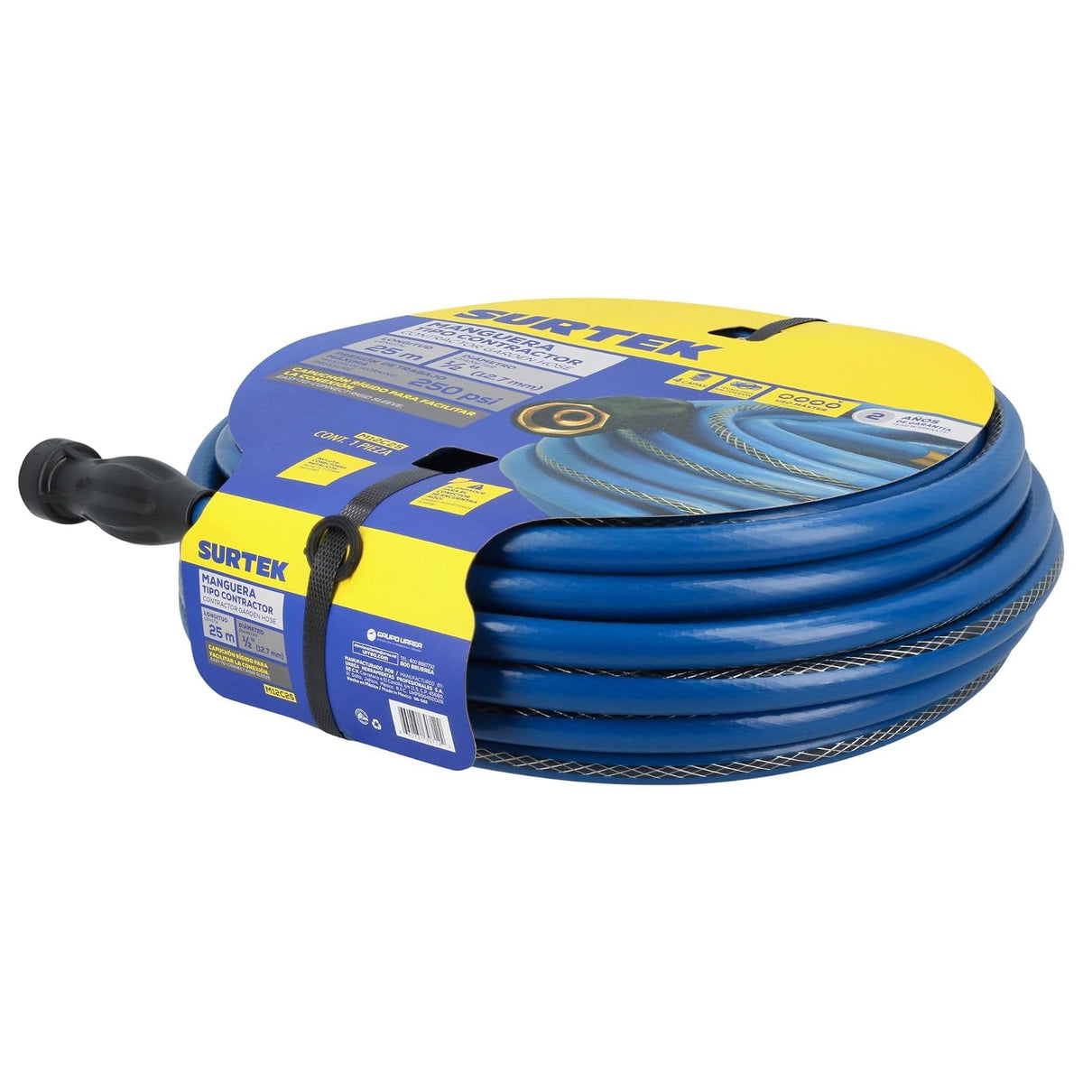 Surtek M12C25 Manguera para jardín contractor con conector metálico 1/2", 25 m