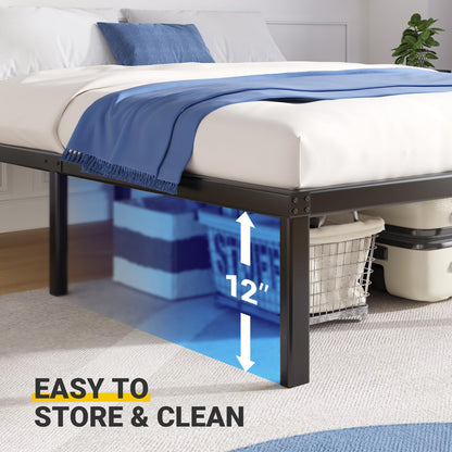 Avenco - Marco de Cama tamaño Queen de 14 Pulgadas de Alto con Plataforma de Metal tamaño Queen con Espacio de Almacenamiento Debajo de la Cama, Soporte de Listones de Acero Resistente, no Necesita