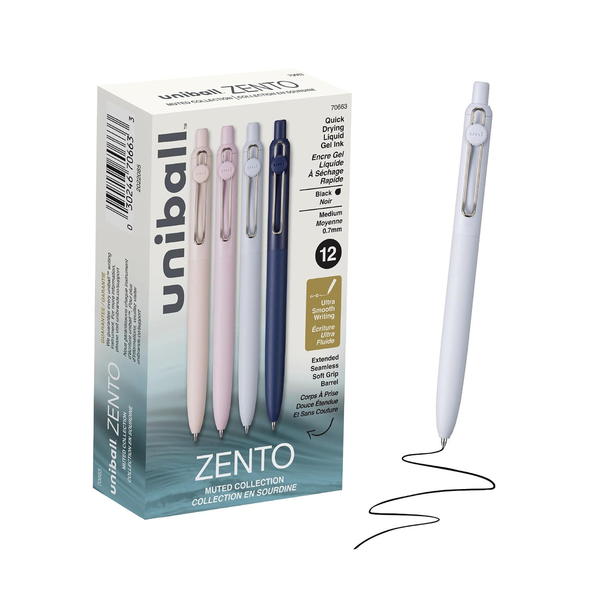 Uni-ball Zento Bolígrafos de Gel Retráctiles, Punta 0.7 mm - 1 Count (Pack of 12) - Tenue