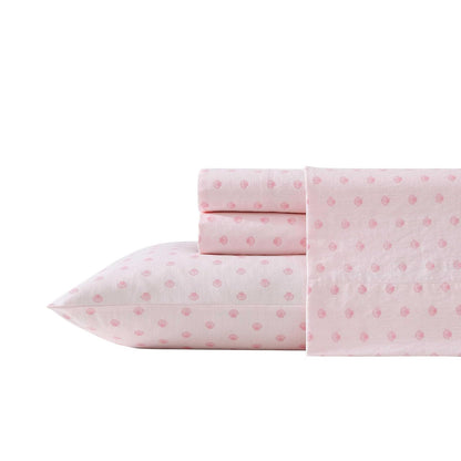 Laura Ashley Juego de Sábanas de Percal 100% Algodón - King - Scallop Dollop Pink