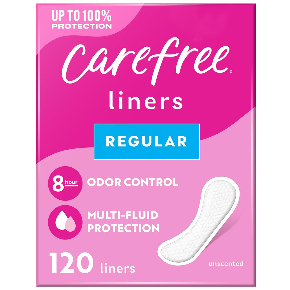 Carefree Acti-fresh - Pantilineros sin aroma, 120 unidades , Regular