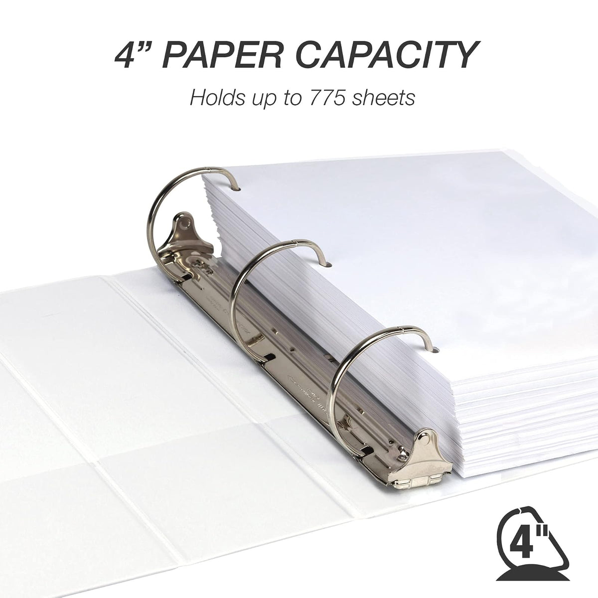 Samsill Carpeta duradera de 3 anillos de 4 pulgadas, fabricada en Estados Unidos, carpeta de anillos D, tablero de aglomerado FSC 100% reciclado, blanco, paquete de 2