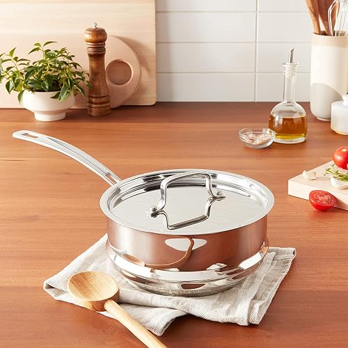 Cuisinart MCP22-24N MultiClad Pro - Sartén abierto de acero inoxidable, Limpiador de vapor de acero inoxidable con cubierta, Acero inoxidable, Fits 2,3 and 4-Quart Pans, 1