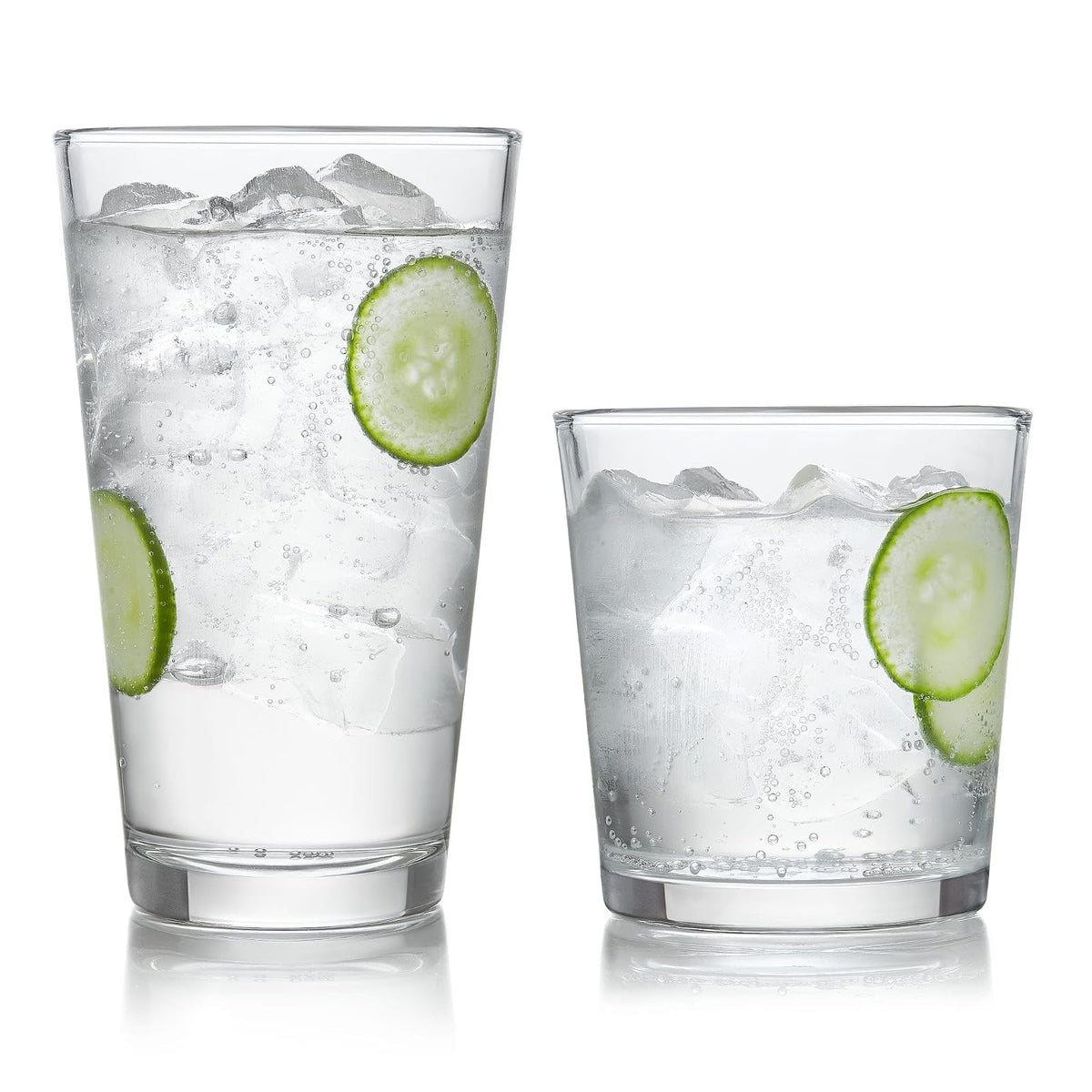 Libbey Juego de 16 Vasos de Vidrio Ascent, 473 ml y 384 ml - Claro