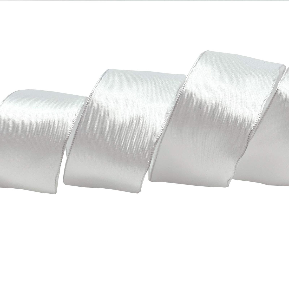 Morex Cinta de satén con alambre, envoltura de regalo, decoración de Navidad y boda, cintas de seda para manualidades y arreglos florales, 1-1/2 pulgadas por 10 yardas, blanco