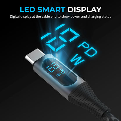 SABRENT Cable de carga USB C a USB C con visualización inteligente, 1 M/3.3 pies de largo, chip de marcador electrónico, carga de 100 W y velocidades de transferencia de datos de 480 Mbps, para