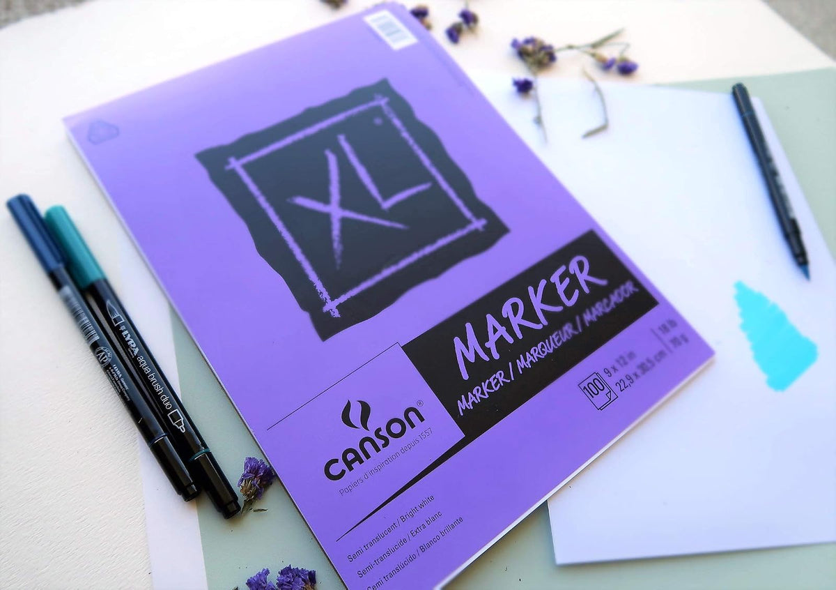 Canson - Bloc de papel marcador de la serie XL, semitranslúcido para bolígrafo, lápiz o marcador, plegable, 18 libras, 9 x 12 pulgadas, blanco, 100 hojas (400023336)