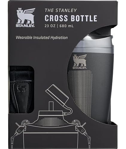 Stanley Cross Bottle | Botella de viaje de 23 onzas con correa de jacquard | Tapa Tritan a prueba de fugas con popote extraíble | Acero inoxidable reciclado | Aislamiento al aspiradora de doble pared