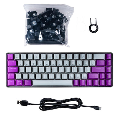 Gaming Naceb Teclado Mecánico RGB NA-0963G, 69 Teclas Compacto con Keycaps Intercambiables y Conexión USB-C, Color Gris