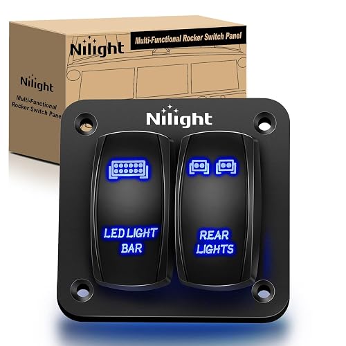 Nilight Conmutador Panel de Interruptores de 2 Bandas de Aluminio 12/24V 5 Pines para Barco/Automóvil/ATV/UTV, Azul, 90104B