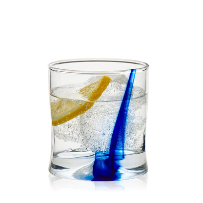 Libbey Juego de 8 Vasos de Vidrio Listón Azul Impression Rocas de 260 ml
