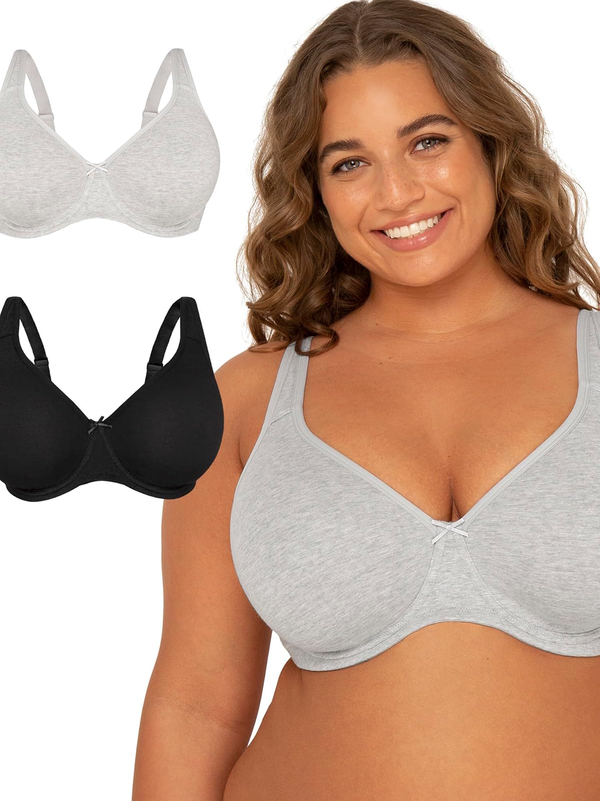 Fruit of the Loom Brasier Deportivo Plus Size de Algodón Sin Relleno - 38C - Multicolor