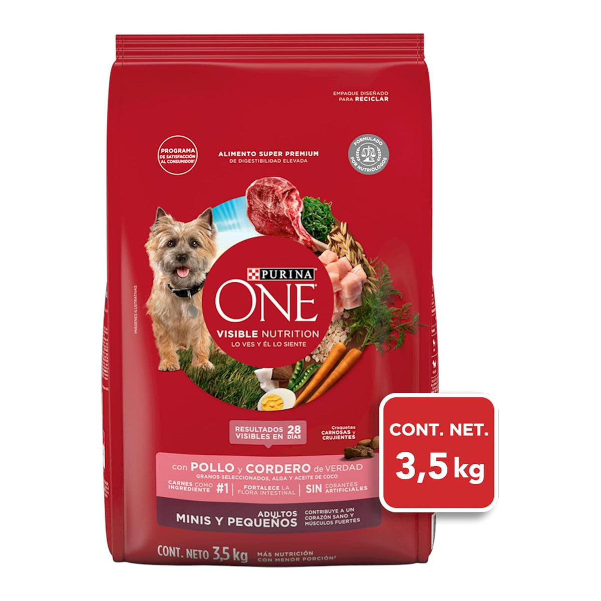 Purina One Adulto Raza Minis y Pequeños Sabor Pollo y Cordero 3.5Kg