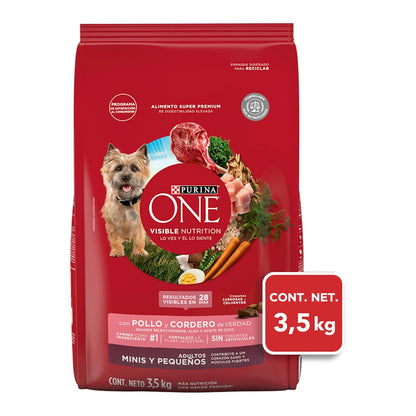 Purina One Adulto Raza Minis y Pequeños Sabor Pollo y Cordero 3.5Kg