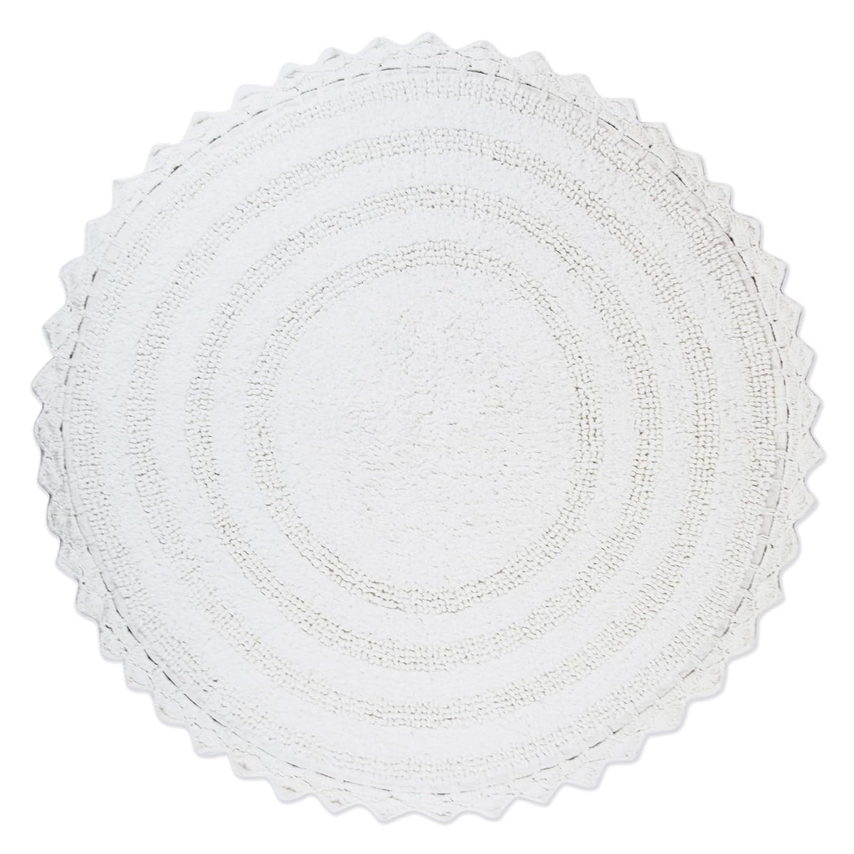 DII Ultra Soft Spa Cotton Crochet Oval Bath Mat or Rug Place in Front of Shower, Vanity, Bath Tub, Sink, and Toilet, 21 x 34" - White - 2'4" (Redondo) - Blanco