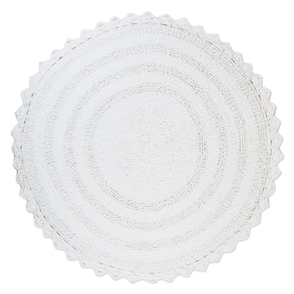 DII Ultra Soft Spa Cotton Crochet Oval Bath Mat or Rug Place in Front of Shower, Vanity, Bath Tub, Sink, and Toilet, 21 x 34" - White - 2'4" (Redondo) - Blanco