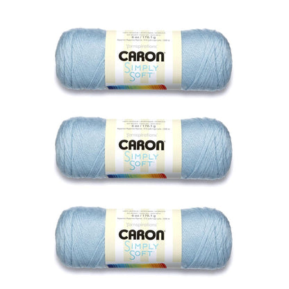 Caron Simply Soft Estambre Acrílico, Paquete de 3 Madejas de 170 g - Azul suave - Paquete de 3