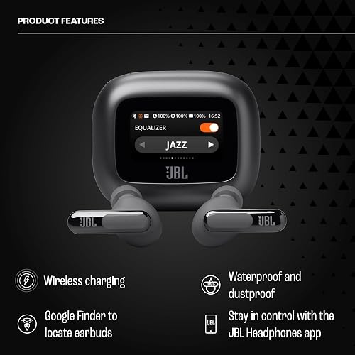 JBL Live Beam 3 Audífonos Inalámbricos NC Bluetooth, Drivers de 10mm, Reproducción 48 Horas, Pantalla Táctil - Negro