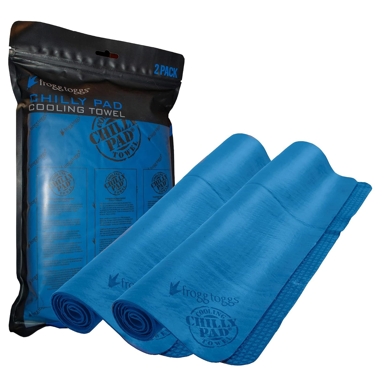 FROGG TOGGS - Toallas de refrigeración con Almohadilla fría, Paquete de 2, 33 x 13 Pulgadas, Azul - 2 Pack, 2 Pack - 33"x13" - azul - 2 Pack