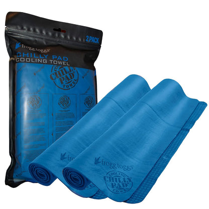 FROGG TOGGS - Toallas de refrigeración con Almohadilla fría, Paquete de 2, 33 x 13 Pulgadas, Azul - 2 Pack, 2 Pack - 33"x13" - azul - 2 Pack