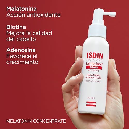 Isdin Lambdapil, Loción Spray Anticaída con Concentrado de Melatonina, 100 Ml, Contribuye a Revertir los Primeros Signos del Envejecimiento Capilar, Ayudando a Reforzar el Cabello y Reducir Su Caída,